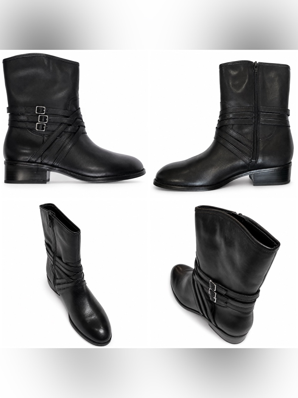 Ralph Lauren Maya Black Ankle Booties Womens SZ 8.5 Chic Moto Biker Equestrian